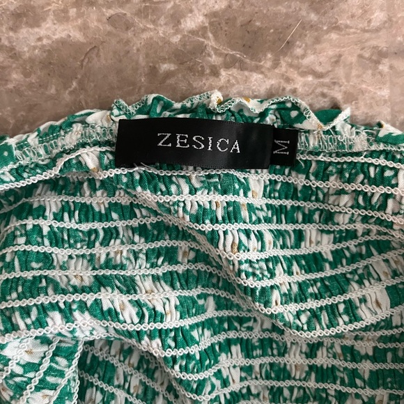 Green floral boho Mini Dress - Picture 5 of 6